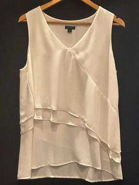 J. Jill Ivory Cream Layered V-Neck Sleeveless Blouse/ Top Size Medium NWT